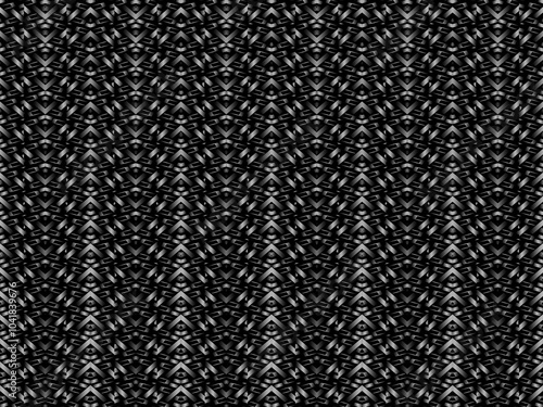 Black metal texture steel background. Luxurious steel ornament. Perforated metal sheet.