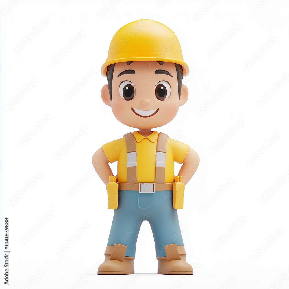 The image shows a cartoon character representing a construction worker or construction engineer, wearing a hard hat and work clothes. The image shows a cartoon character representing a construction worker or construction engineer, wearing a hard hat and work clothes.