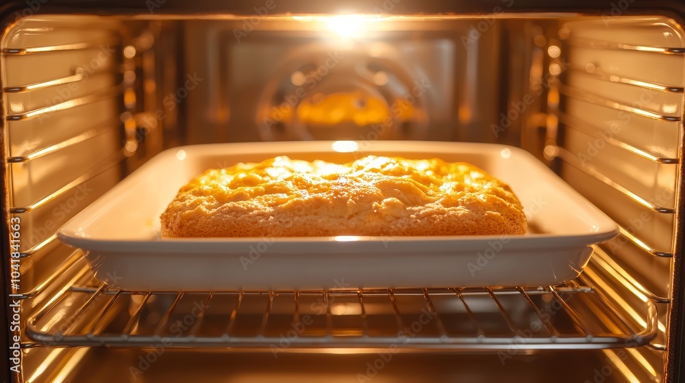 Golden Brown Cake Baking in Oven Golden Brown Cake Baking in Oven