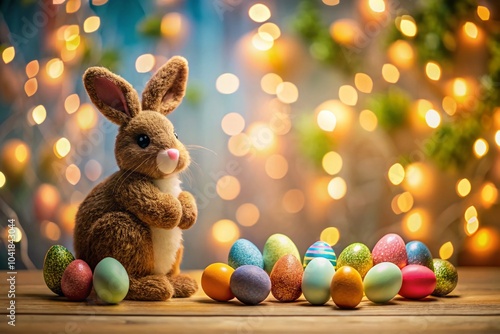 Wallpaper Mural Easter Bunny Letter E with Colorful Eggs in Long Exposure Photography for Festive Celebrations Torontodigital.ca