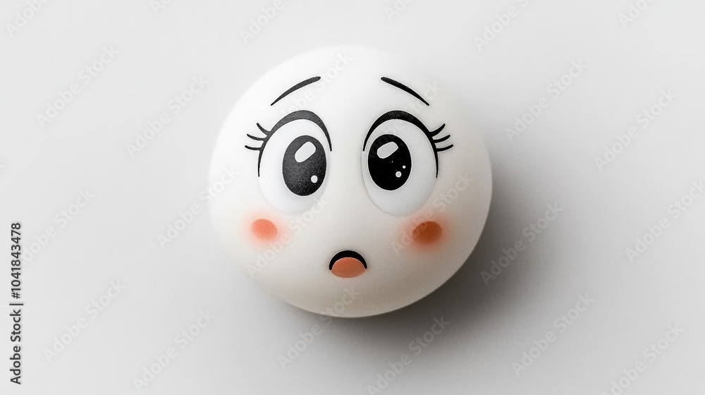 Cute White Emoji With Big Eyes And Worried Expression Cute White Emoji With Big Eyes And Worried Expression