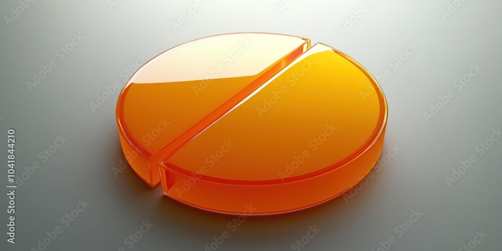 A glossy orange pill split in half, symbolizing health or medication. A glossy orange pill split in half, symbolizing health or medication.