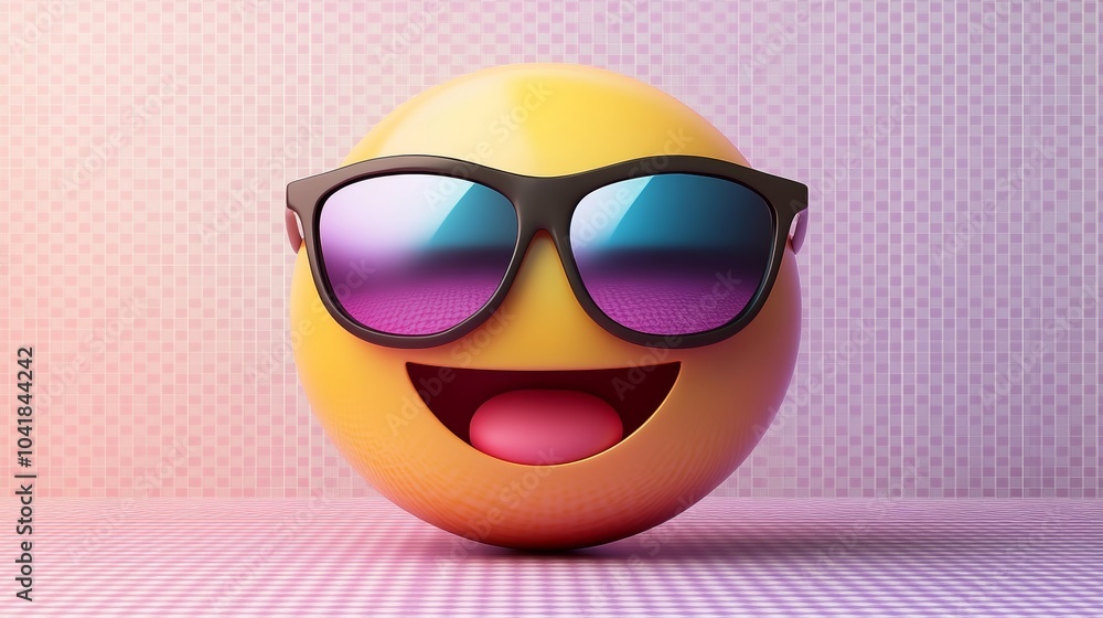 Cool Emoji with Sunglasses 3D Rendering Happy Face Cool Emoji with Sunglasses 3D Rendering Happy Face