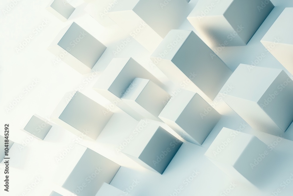 Multiple cubes in different sizes and shades create an abstract design, connected by diagonal lines against a light background. Generative AI Multiple cubes in different sizes and shades create an abstract design, connected by diagonal lines against a light background. Generative AI