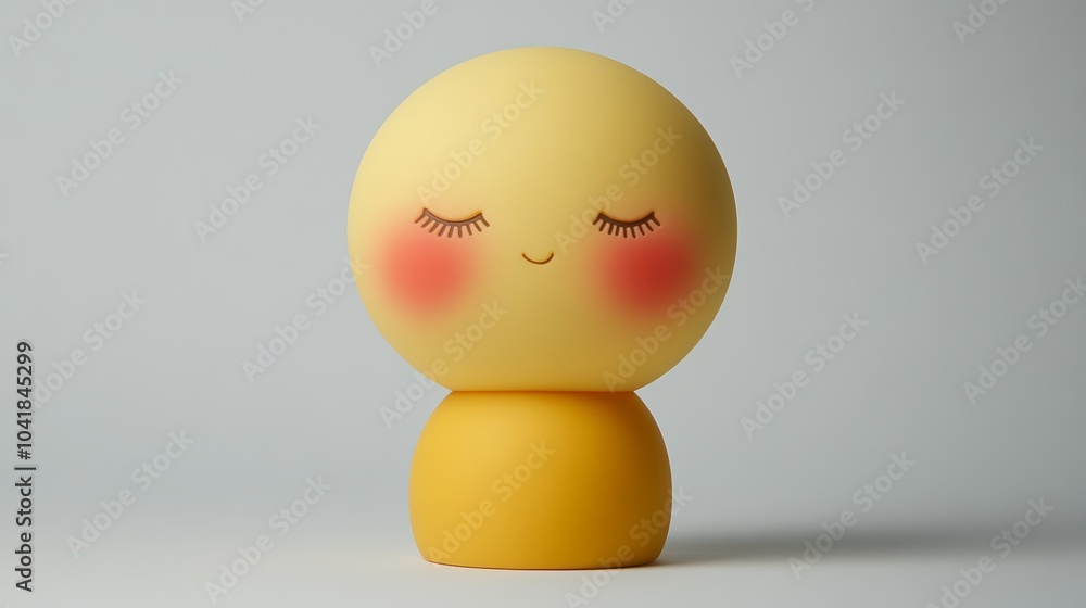 Cute Yellow Character with Closed Eyes and Blushing Cheeks Cute Yellow Character with Closed Eyes and Blushing Cheeks