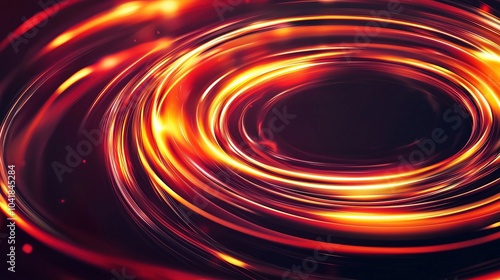 A red and orange gradient with a dark gray background, featuring soft circular lines and blurred edges. Abstract composition with high contrast, soft lighting, and red spiral waves blending into orang