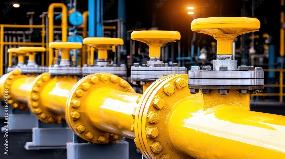 Industrial Pipeline Network with Valves and Steel Infrastructure for Oil and Gas Production Industrial Pipeline Network with Valves and Steel Infrastructure for Oil and Gas Production