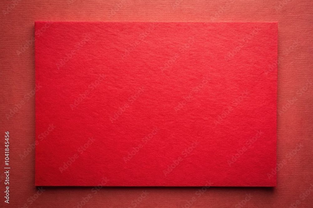 Red textured paper sheet on cardboard background with forced perspective effect Red textured paper sheet on cardboard background with forced perspective effect