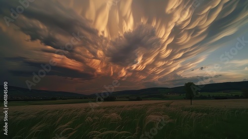 Wallpaper Mural Dynamic Asperitas Clouds in Motion Against Sunset Sky Torontodigital.ca