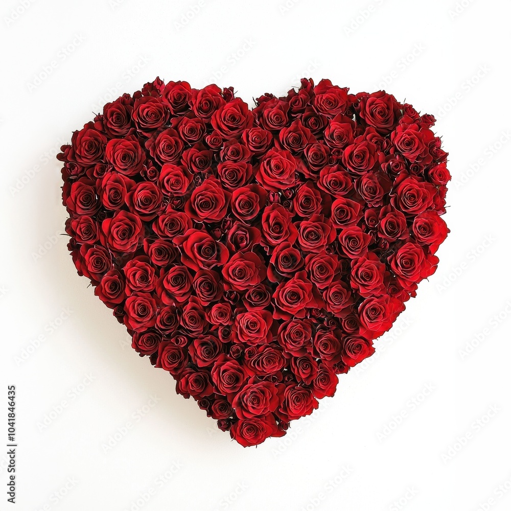 Heart made of red roses on white background Heart made of red roses on white background