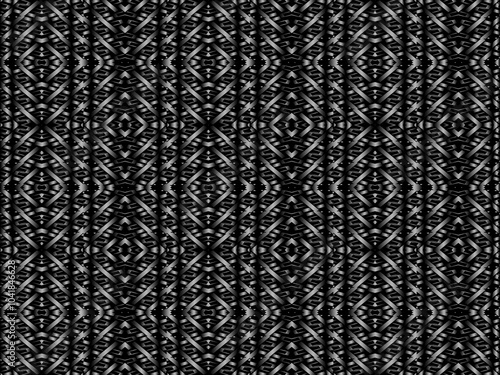 Black metal texture steel background. Luxurious steel ornament. Perforated metal sheet.