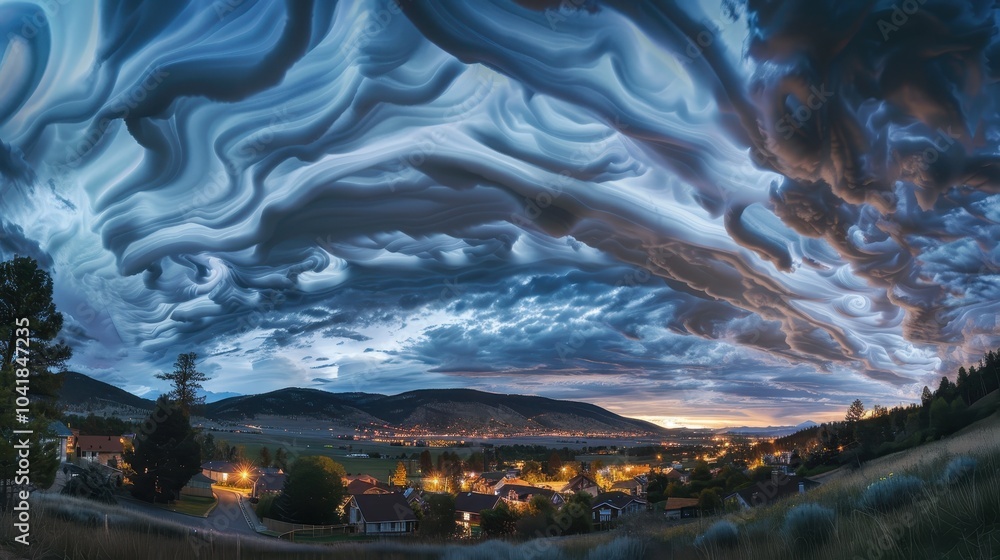 Dramatic Asperitas Clouds in Twilight Sky Dramatic Asperitas Clouds in Twilight Sky