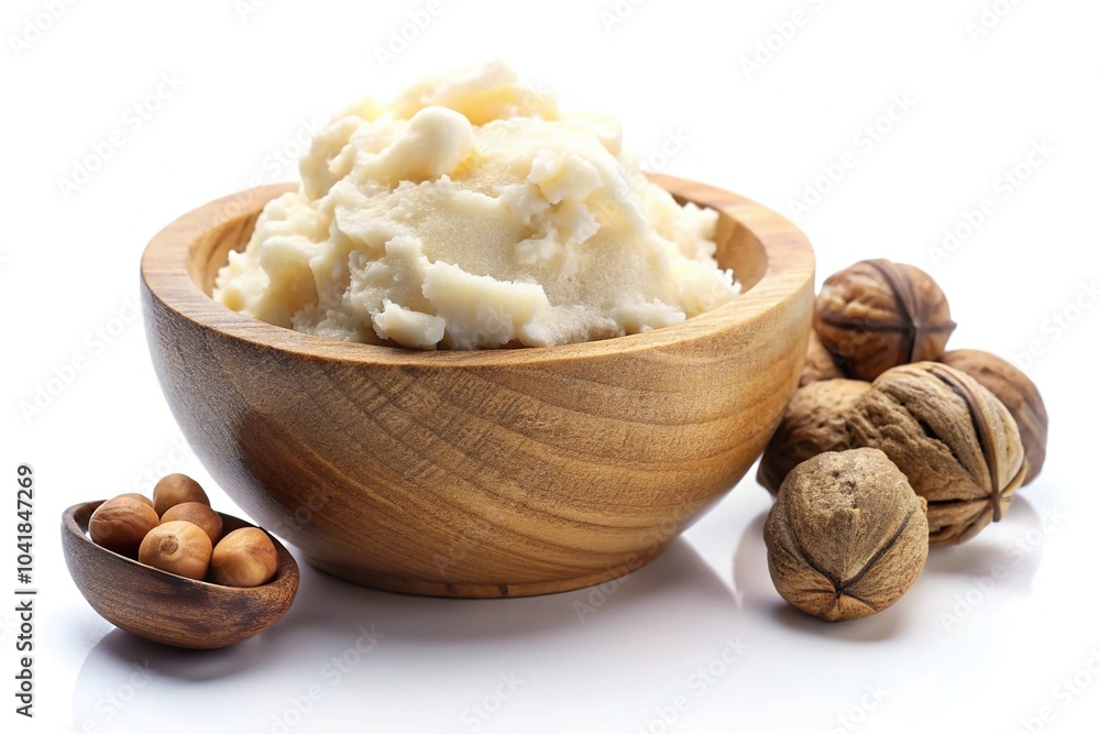 Aerial view of shea butter isolated on white background cut out Aerial view of shea butter isolated on white background cut out