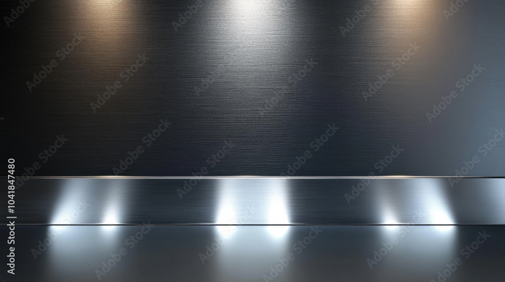 sleek metallic surface with silver and dark gray design, illuminated by soft glowing lights, creates modern and sophisticated ambiance sleek metallic surface with silver and dark gray design, illuminated by soft glowing lights, creates modern and sophisticated ambiance