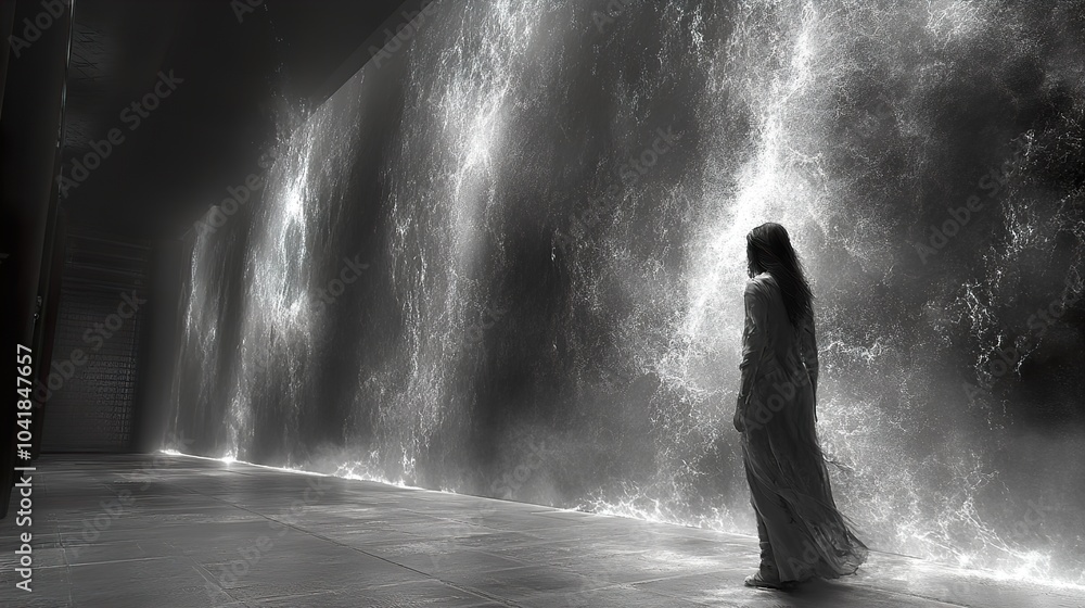 Fototapeta premium Water Installation in a Minimalist Gallery Space