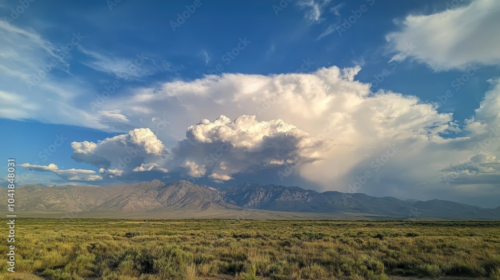 Obraz premium Cumulonimbus Cloud Formation Over Mountain Range