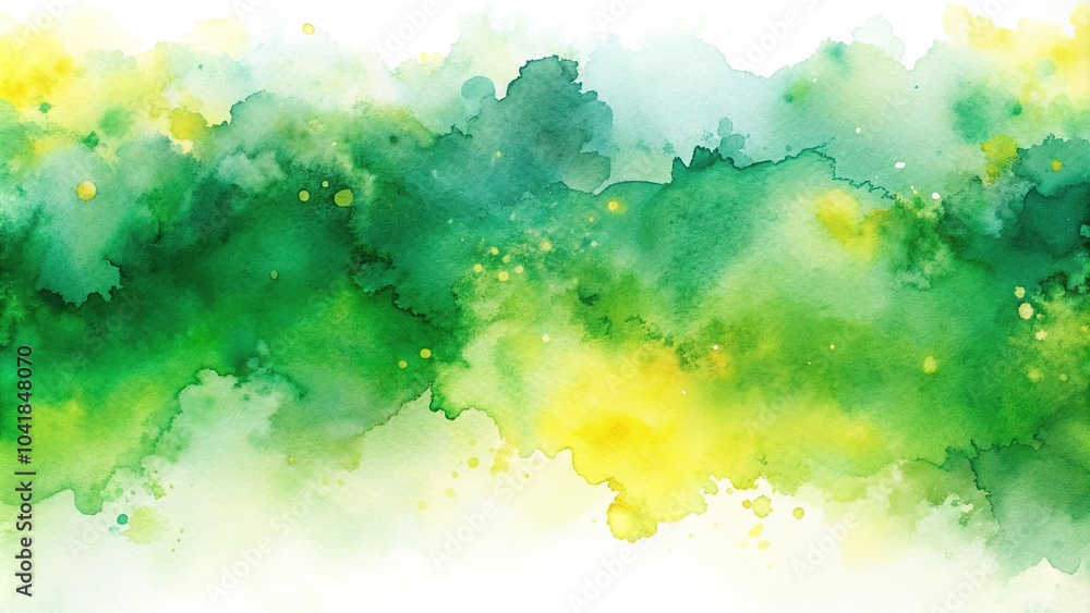 Fototapeta premium Abstract watercolor background with green and yellow hues