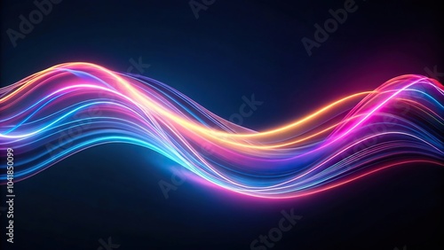 abstract flowing neon wave in dark space Extreme Close-Up