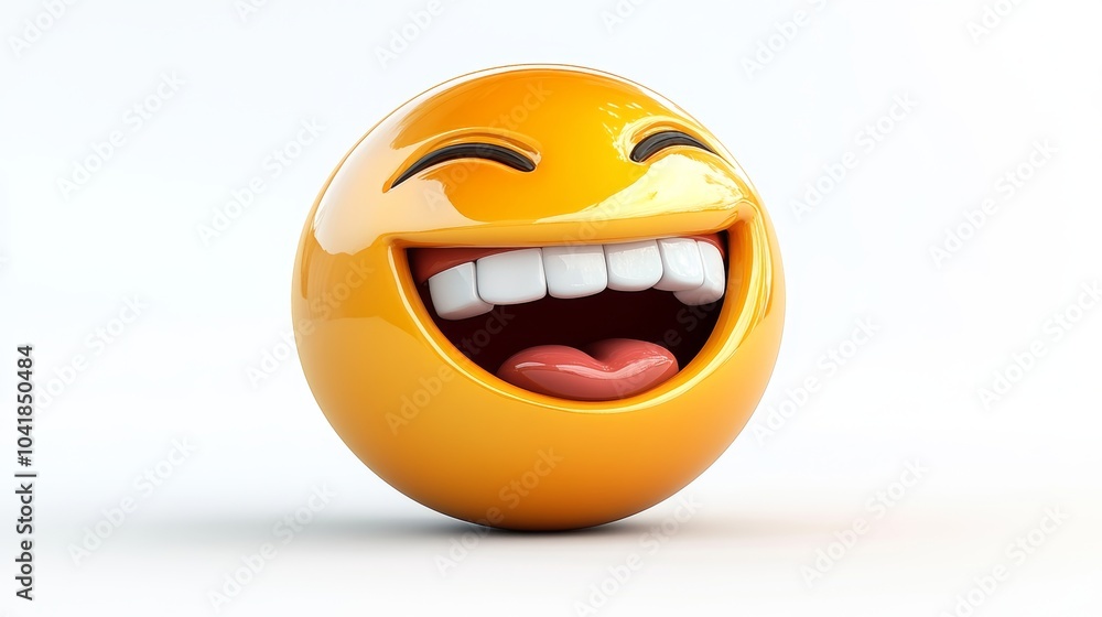 Fototapeta premium 3D Smiley Face Emoji Laughing Animated Illustration
