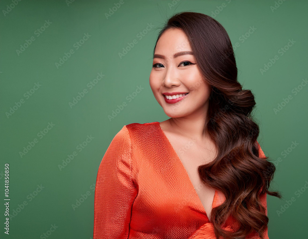 Portrait of Beautiful Young Woman Happily Smiling Against Studio Background Portrait of Beautiful Young Woman Happily Smiling Against Studio Background