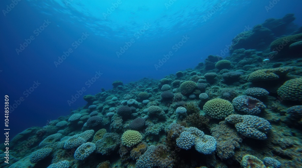 Obraz premium Exploring a coral reef, the rough, bumpy texture of the coral contrasts beautifully with the smoothness of the fish scales. 