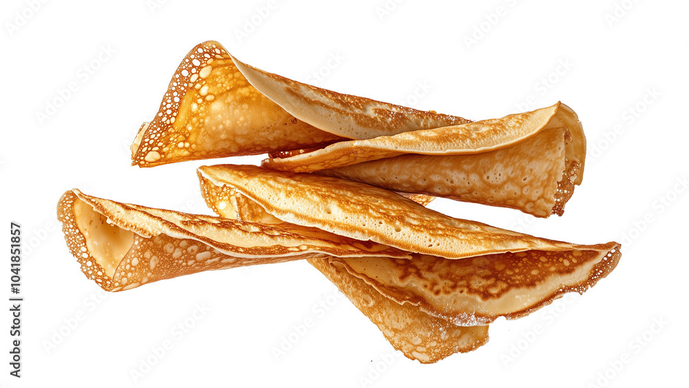 Flying crepes (french pancakes) isolated on white or transparent background, Chandeleur or Candlemas holiday, png file