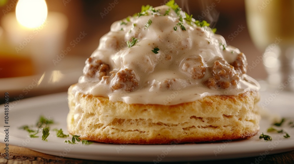 Savory Biscuit with Creamy Sausage Gravy Savory Biscuit with Creamy Sausage Gravy