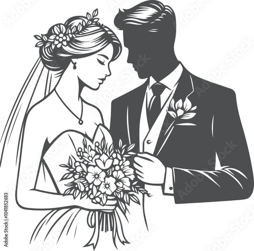 bride and groom on wedding day