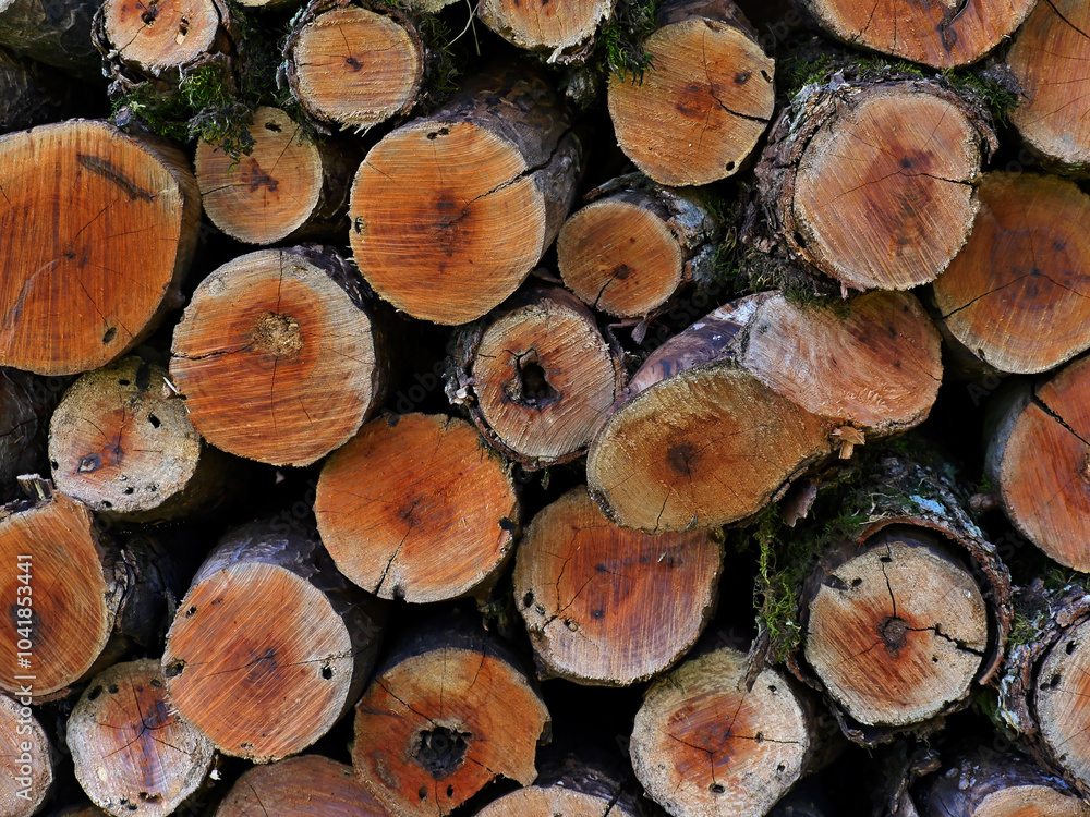 Large pile of logs, supply of firewood for the winter Large pile of logs, supply of firewood for the winter