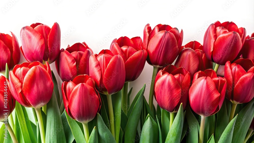 Fototapeta premium Red tulips isolated on white background with clipping path