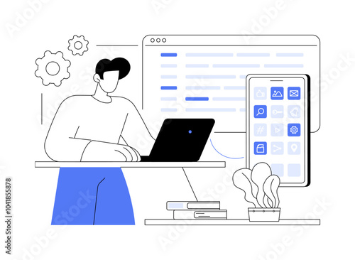 Native mobile app isolated cartoon vector illustrations.