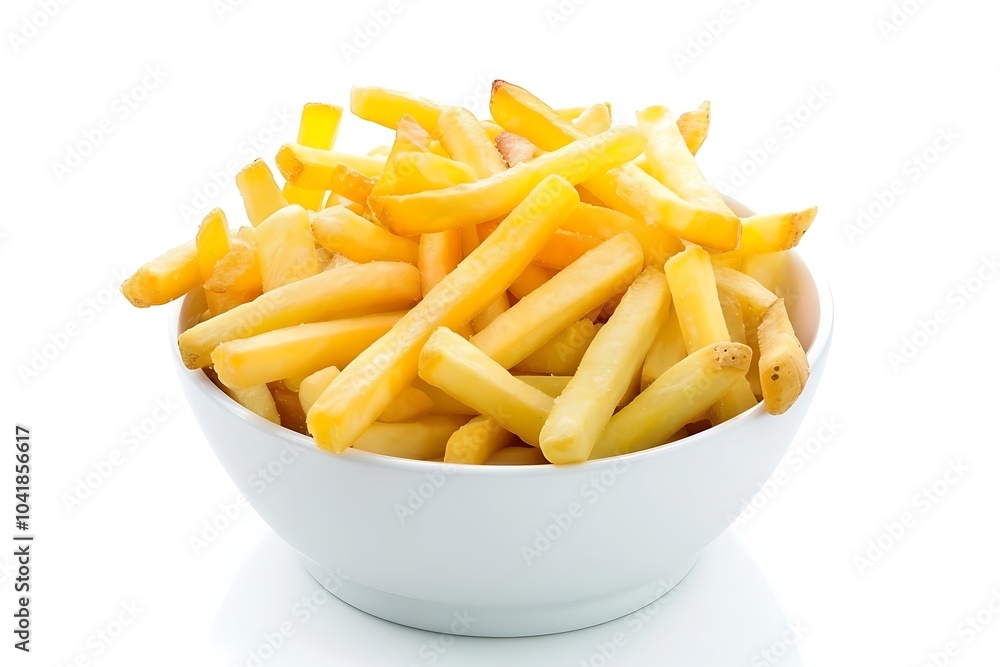 Bowl with french fries isolated on white background Bowl with french fries isolated on white background