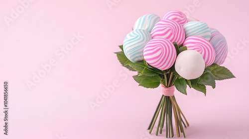 A Colorful and Imaginative Bouquet of Marbled Marshmallow Candies Blending Fun Pop Culture and Nostalgic Aesthetics photo