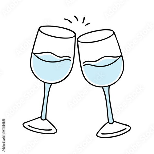 Two glasses toasting with  liquid