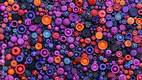 Colorful circular patterns in vibrant shades on a dark background.