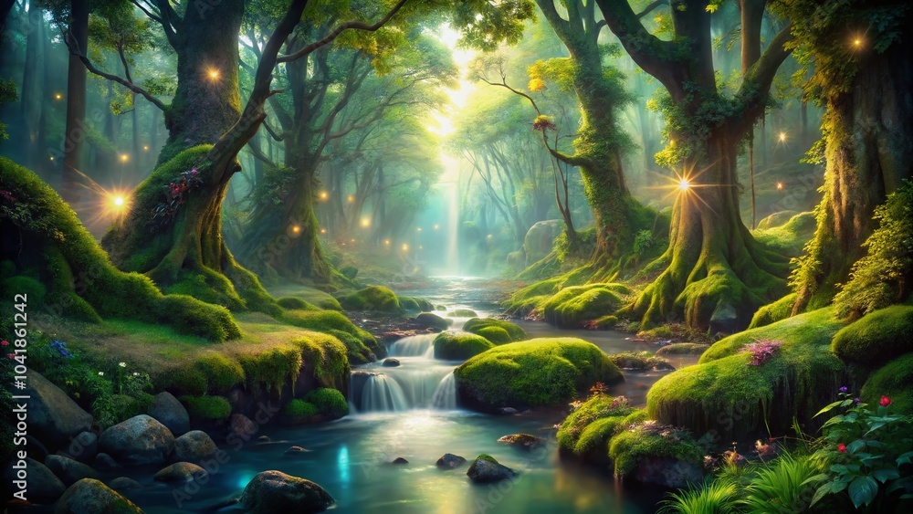 Fototapeta premium Enchanting Magic Forest Scenery for Stunning Wallpapers and Backgrounds