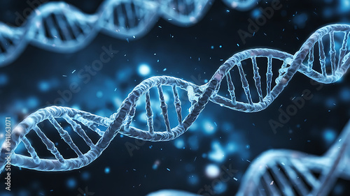 DNA Strand and Helix Structure Representing Deoxyribonucleic Acid