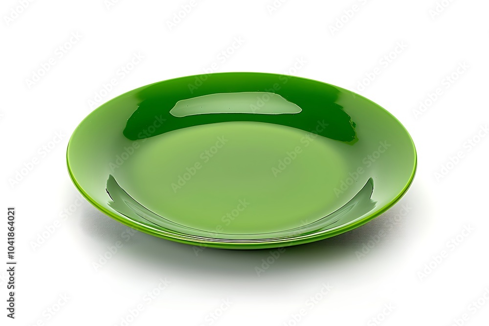 Green round plate isolated on white background Green round plate isolated on white background