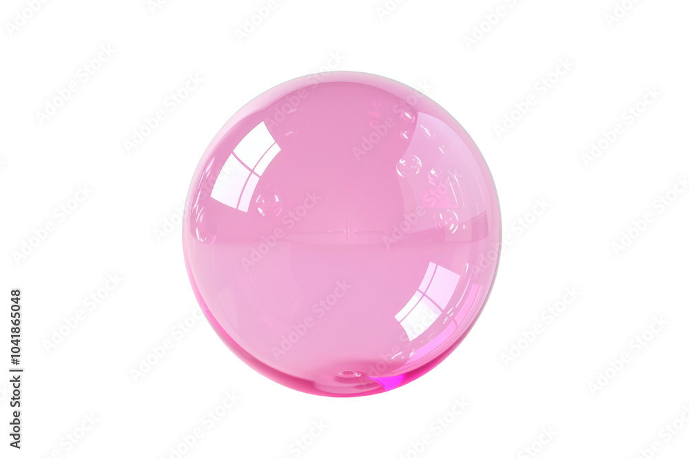 Obraz premium Shiny Pink Bubble Ball Isolated on Transparent or White Background