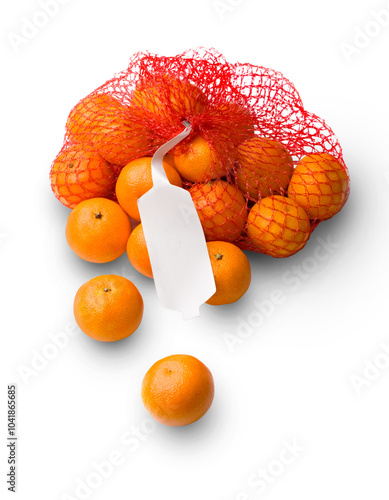 Tangerine in net isolated on white