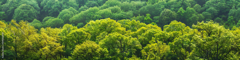 A verdant forest with trees of varying shades of green, interspersed with touches of yellow leaves. A verdant forest with trees of varying shades of green, interspersed with touches of yellow leaves.