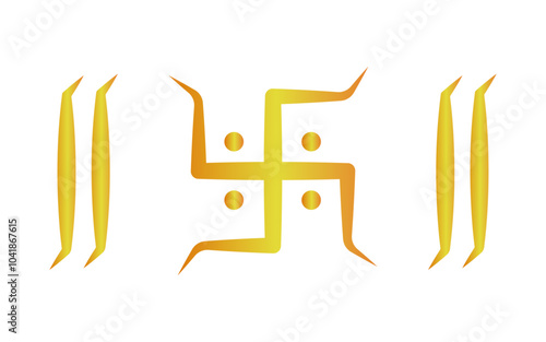 Golden swastika vector icon, Hindu holy sigh swastika