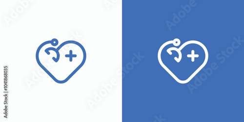 Heart shaped stethoscope vector logo design with modern, simple, clean and abstract style. Icon for business, health care and personal branding.