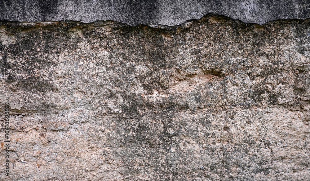 Empty brown rough stone wall on cave for abstract  background and texture. beautiful patterns, space for work, banner, wallpaper close up.