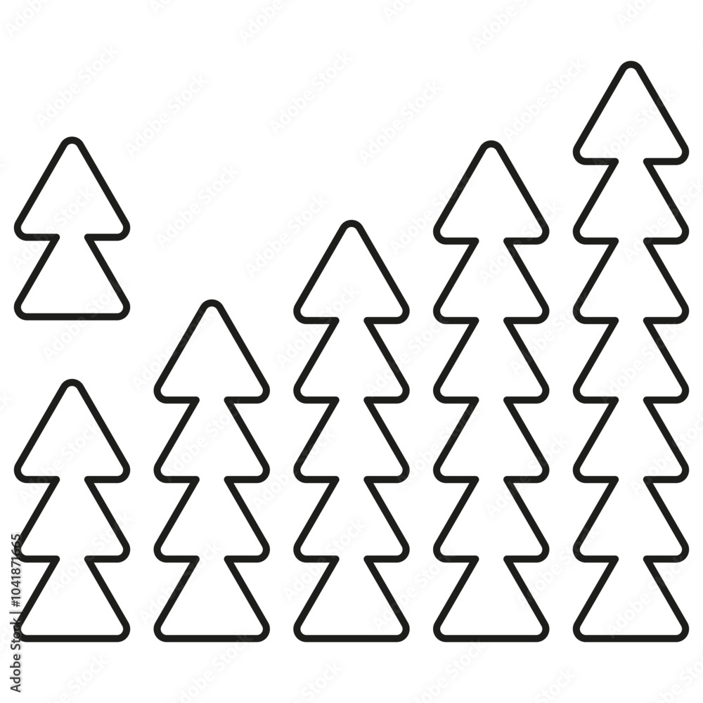 Stylized black triangular tree outlines arranged in a staggered pattern, suggesting a minimalist forest or landscape design. Stylized black triangular tree outlines arranged in a staggered pattern, suggesting a minimalist forest or landscape design.