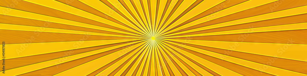 Obraz premium Yellow Sunburst: A sunburst pattern created by yellow lines radiating outward, forming a circular shape against a solid yellow background.