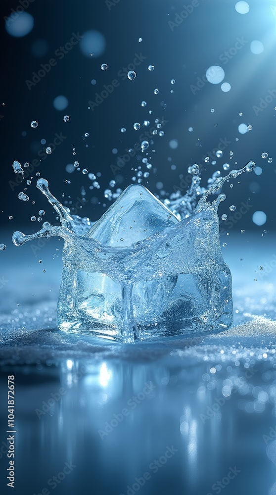 Ice Cube Splashing in Water Ice Cube Splashing in Water