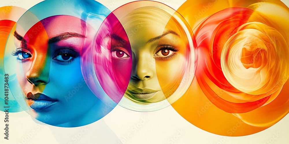 Obraz premium A vibrant Venn diagram showcasing intersecting democratic ideologies.