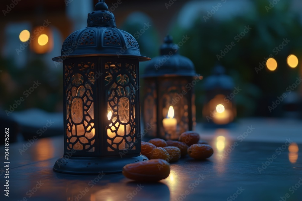 Ornate Lanterns with Dates on a Table Ornate Lanterns with Dates on a Table