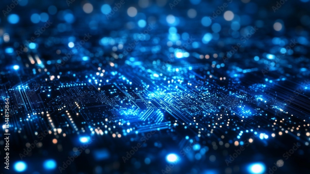 Stunning visual representation of electronic circuits against a navy blue backdrop. Stunning visual representation of electronic circuits against a navy blue backdrop.